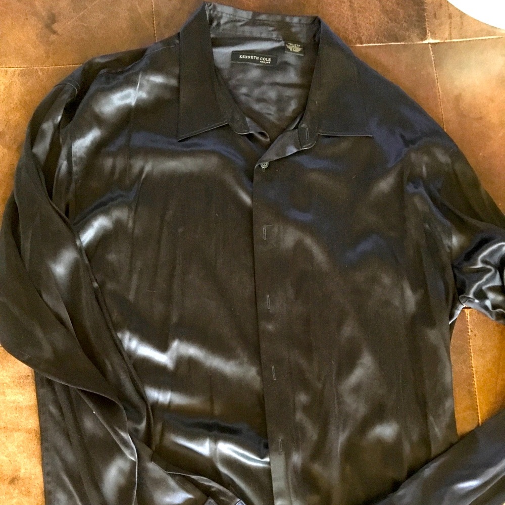 Black Silk and Lycra French Cuff Shirt